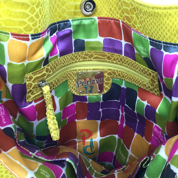 Perlina Yellow Snake Shoulder Bag - Picture 4 of 8